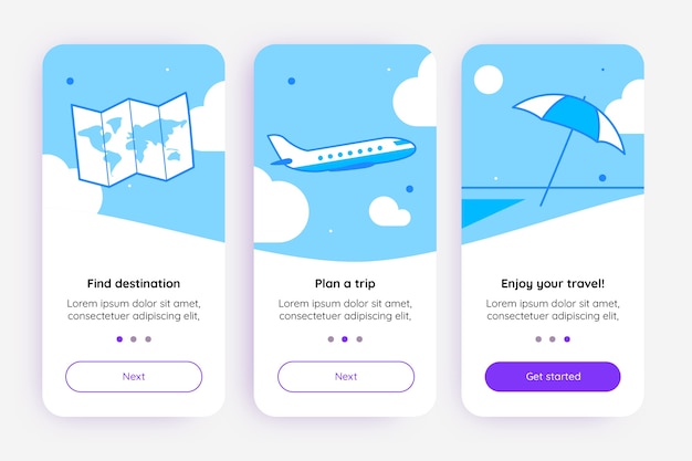 Travel onboarding app screen