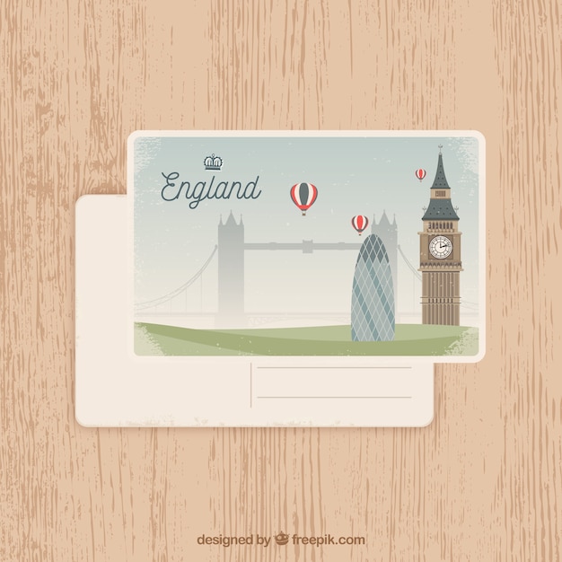 Travel postcard with monuments in vintage style