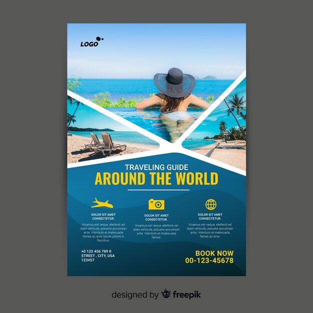 Travel poster template with image