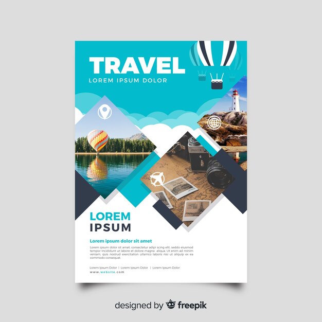 Travel poster template with photo