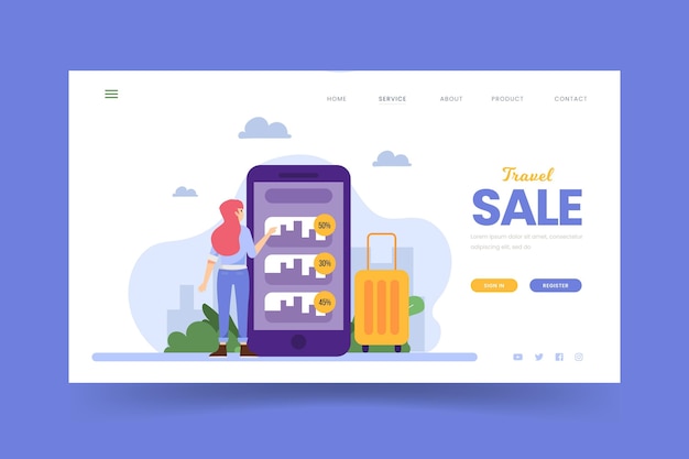 Free vector travel sale - landing page concept