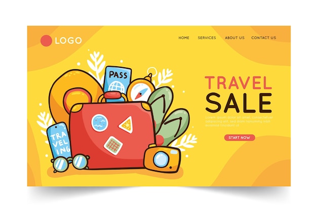 Free vector travel sale - landing page concept