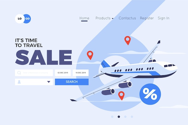 Free Vector travel sale landing page design