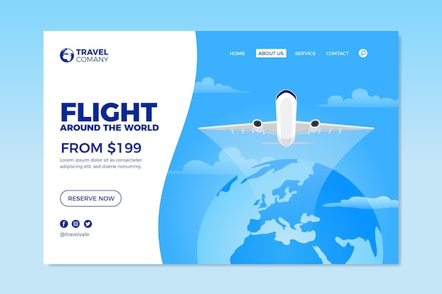 Free vector travel sale landing page template