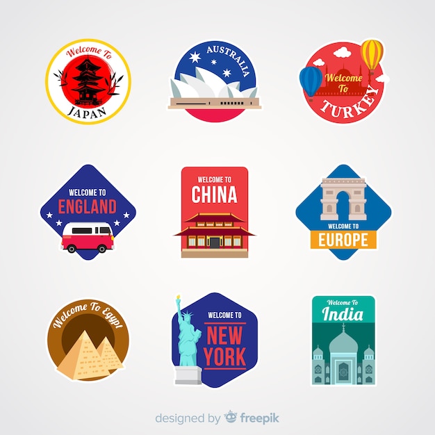 Free Vector travel sticker collection