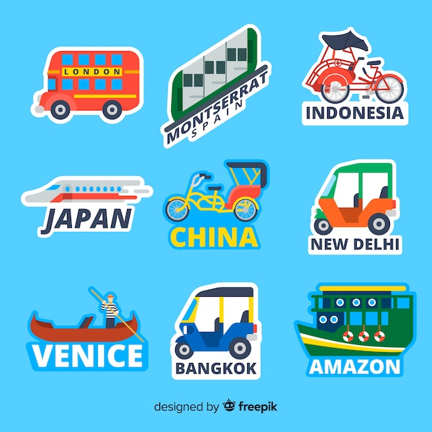 Free Vector travel sticker collection