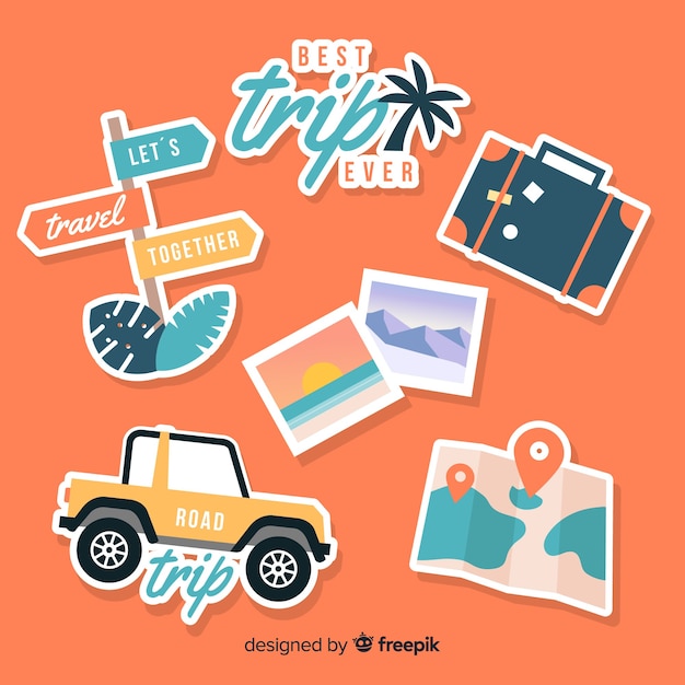 Free vector travel sticker set