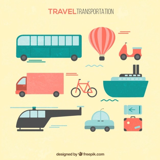 Free vector travel transportation in flat design