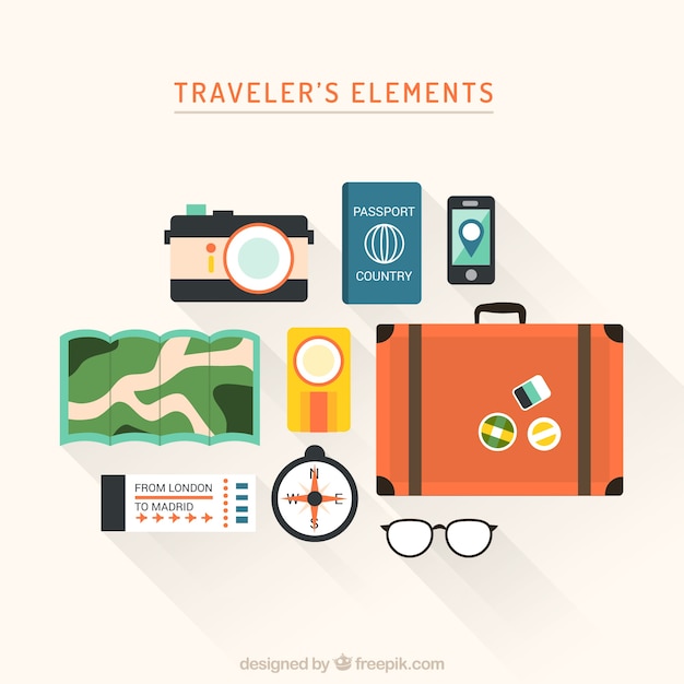 Free Vector traveler elements collection in a flat style