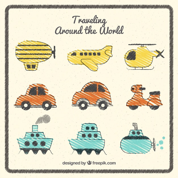 Free Vector traveling around the world pack