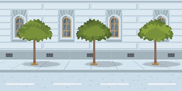 Free vector trees in line on urban street