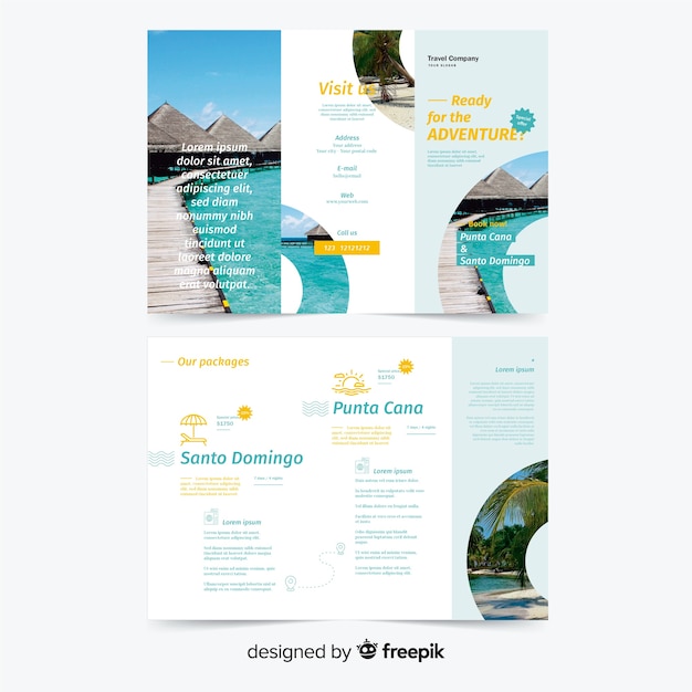 Free Vector trifold travel brochure template