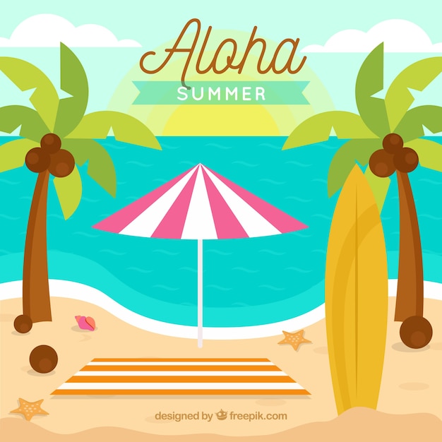 Free Vector tropical beach background with palms