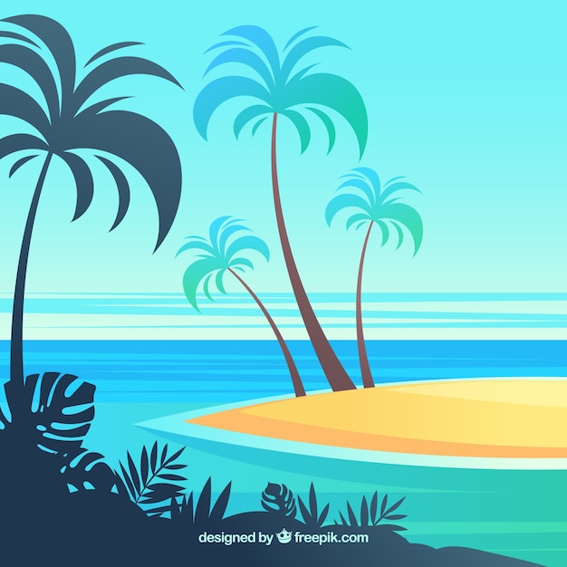 Free Vector tropical beach background with palms