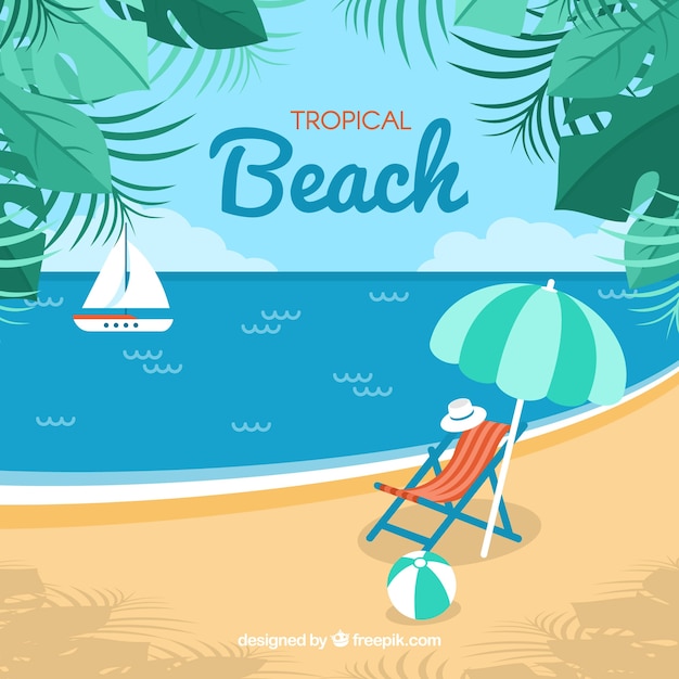 Free Vector tropical beach background with view