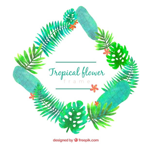 Free Vector tropical frame with leaves and vegetation