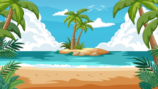 Free Vector tropical island paradise vector illustration