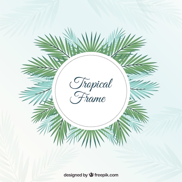 Tropical palm leaves frame