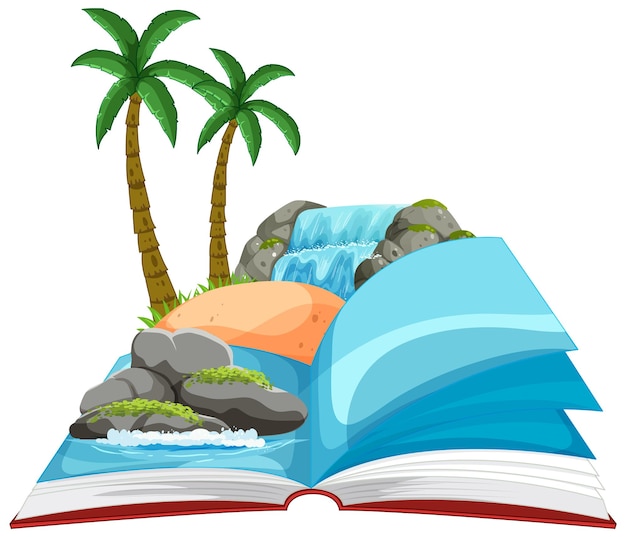 Free Vector tropical paradise in an open book