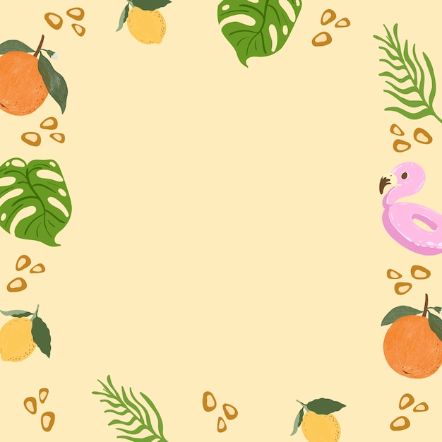 Free Vector tropical summer frame on a beige background vector