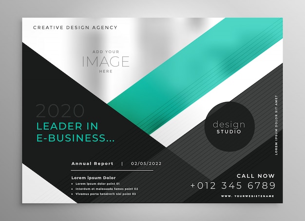 Free Vector turquoise geometric business brochure presentation template 