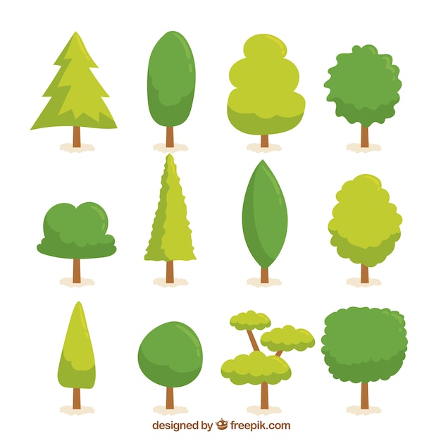 Free vector twelve beautiful trees