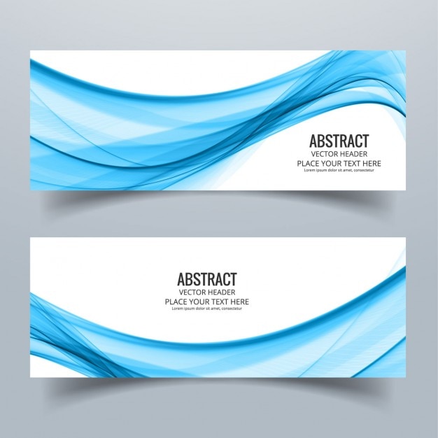 Free Vector two abstract banners with blue wavy lines