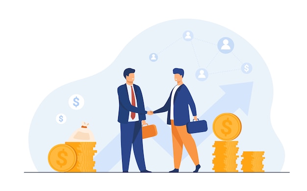 Free Vector two business partners handshaking