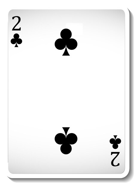 Two of Clubs Playing Card Isolated