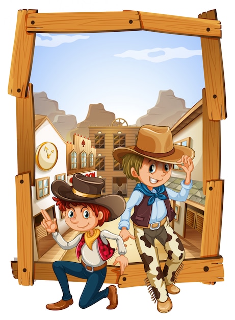 Free Vector two cowboys in the countryside