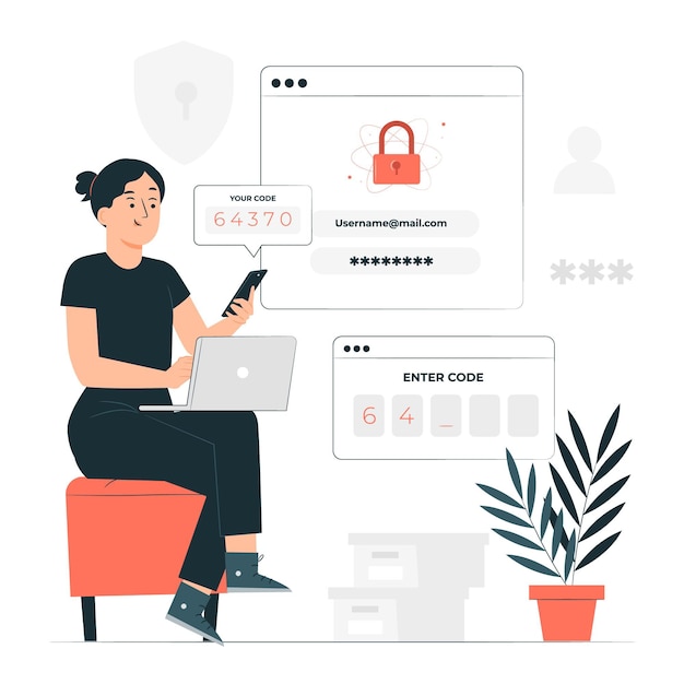 Free Vector two factor authentication concept illustration