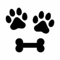 Free vector two paw prints with bone glyph style