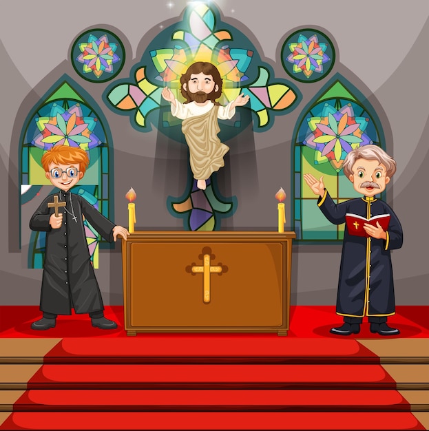 Free Vector two priests in the church