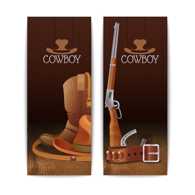 Free Vector two vertical cowboy banners