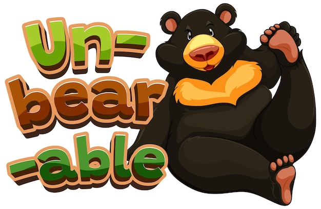 Free Vector unbearable a funny cartoon pun on animals