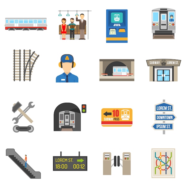 Free vector underground icons set