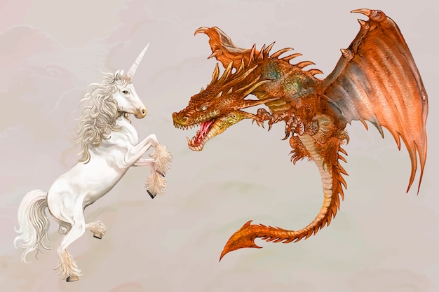 Unicorn and a dragon