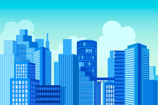 Free vector urban city background for video conferencing