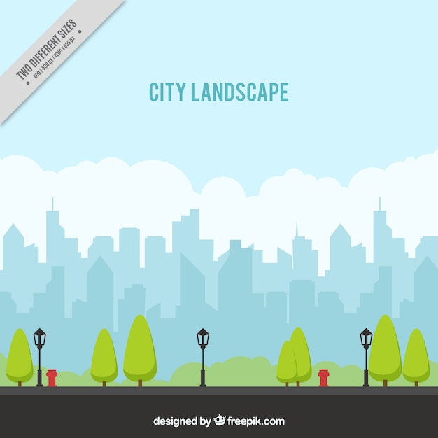 Free vector urban landscape background with trees