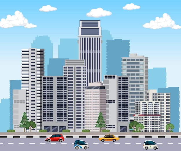 Free Vector urban landscape with high skyscrapers background