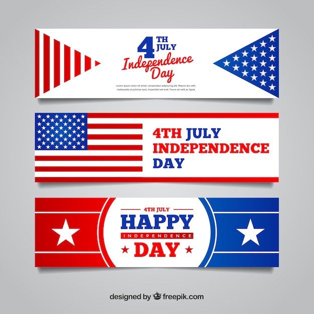 Free vector usa independence banners with flat design