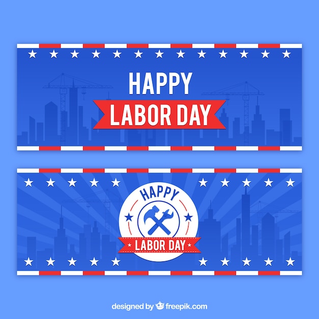 Free Vector usa labor day banners with flat design