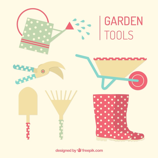 Free Vector useful and cute garden tools