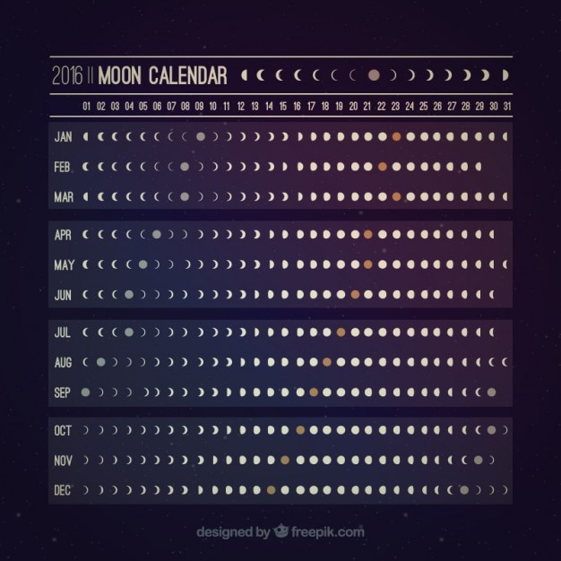 Free Vector useful moon calendar