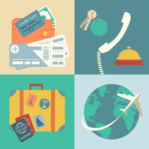 Free Vector vacation travel icons set