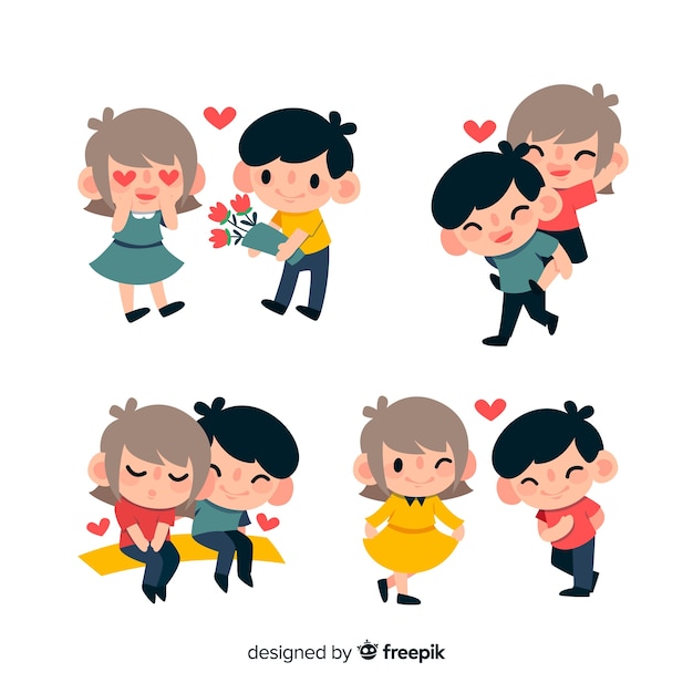 Free Vector valentine's day couple pack