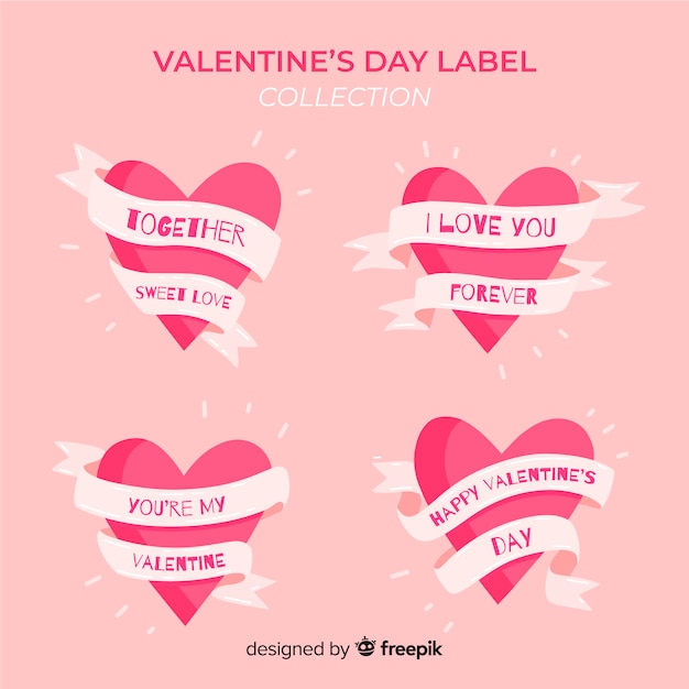 Free Vector valentine's day heart label pack