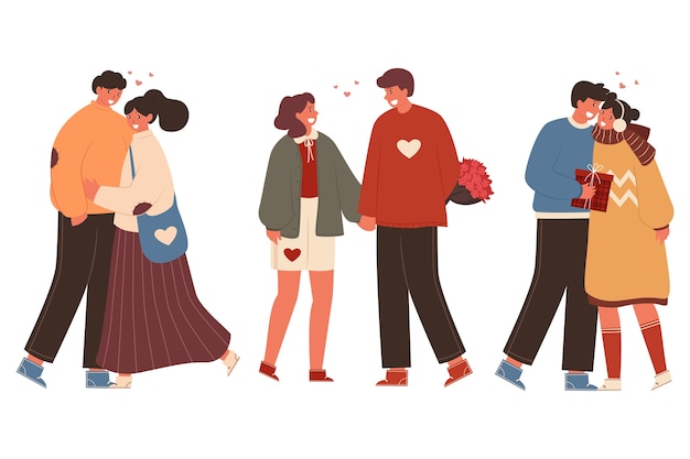 Free Vector valentines day couple collection