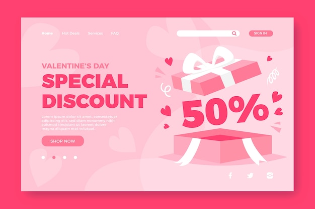 Valentines day landing page sale