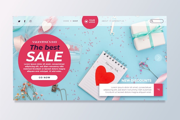 Free vector valentines day sale landing page